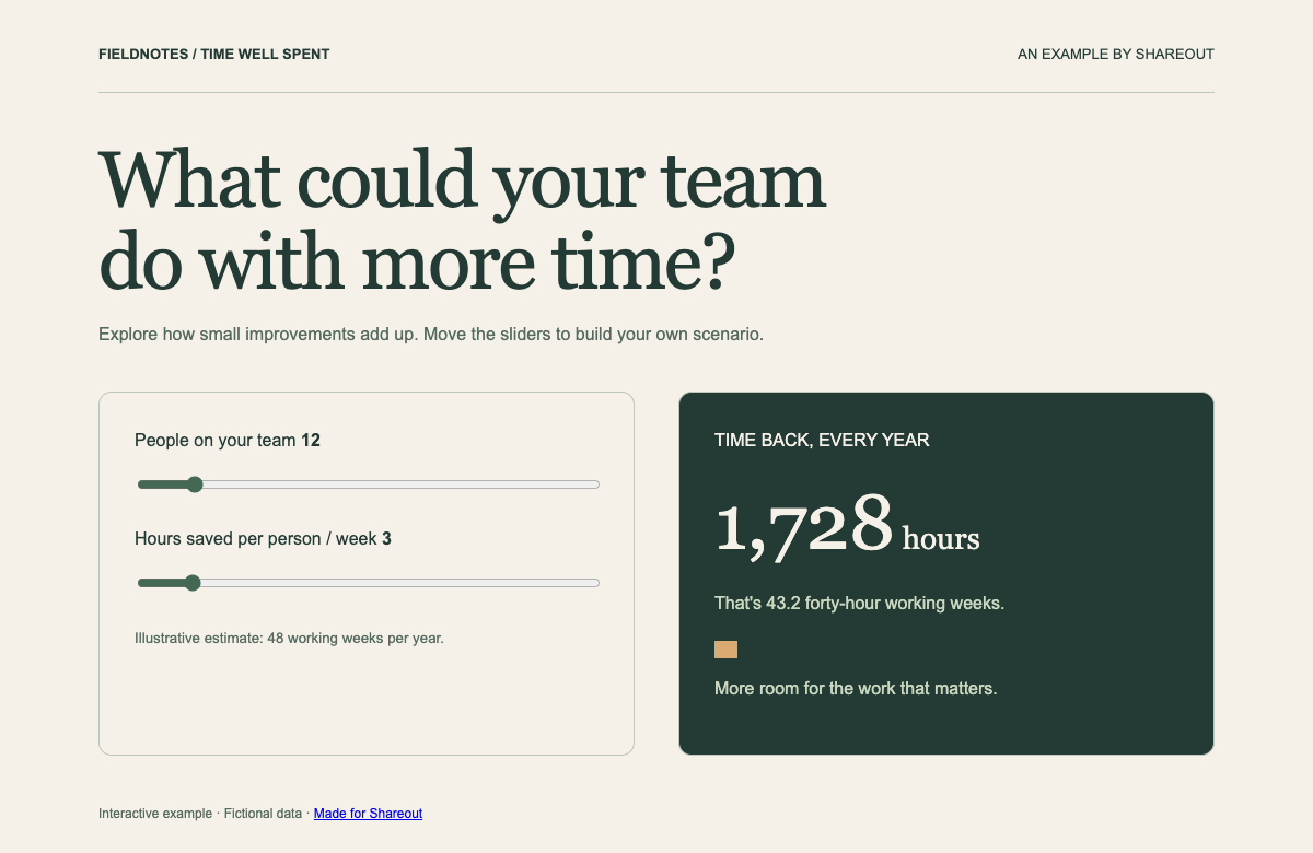Interactive savings calculator with adjustable scenarios