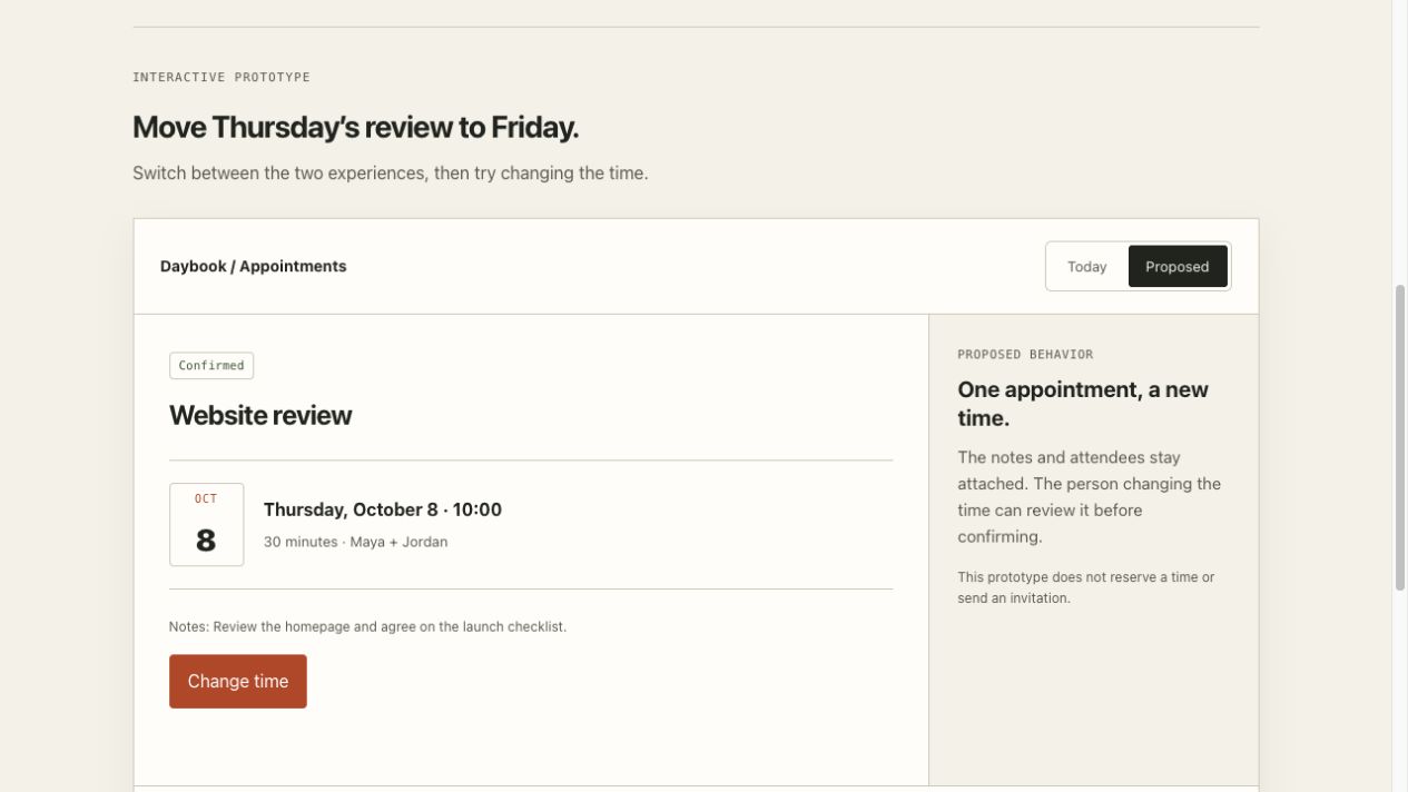Rescheduling prototype with current and proposed experiences